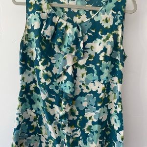 Beautiful Halogen silk teal print sleevless blouse